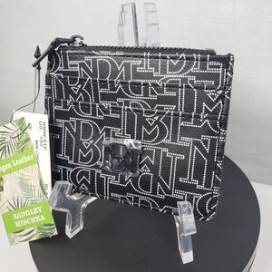 Badgley Mischka Black White Logo Monogram Mini Credit Card Holder Coin Wallet